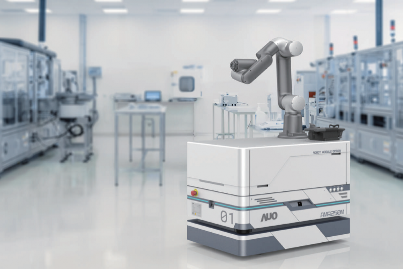 jbo竞博整合AI人工智慧、IoT物聯網與Cloud雲端平台服務，開發模組化AMR 250M自主移動機器人，滿足多元自動化生產需求，在智慧工廠中扮演著串接和搬運的角色